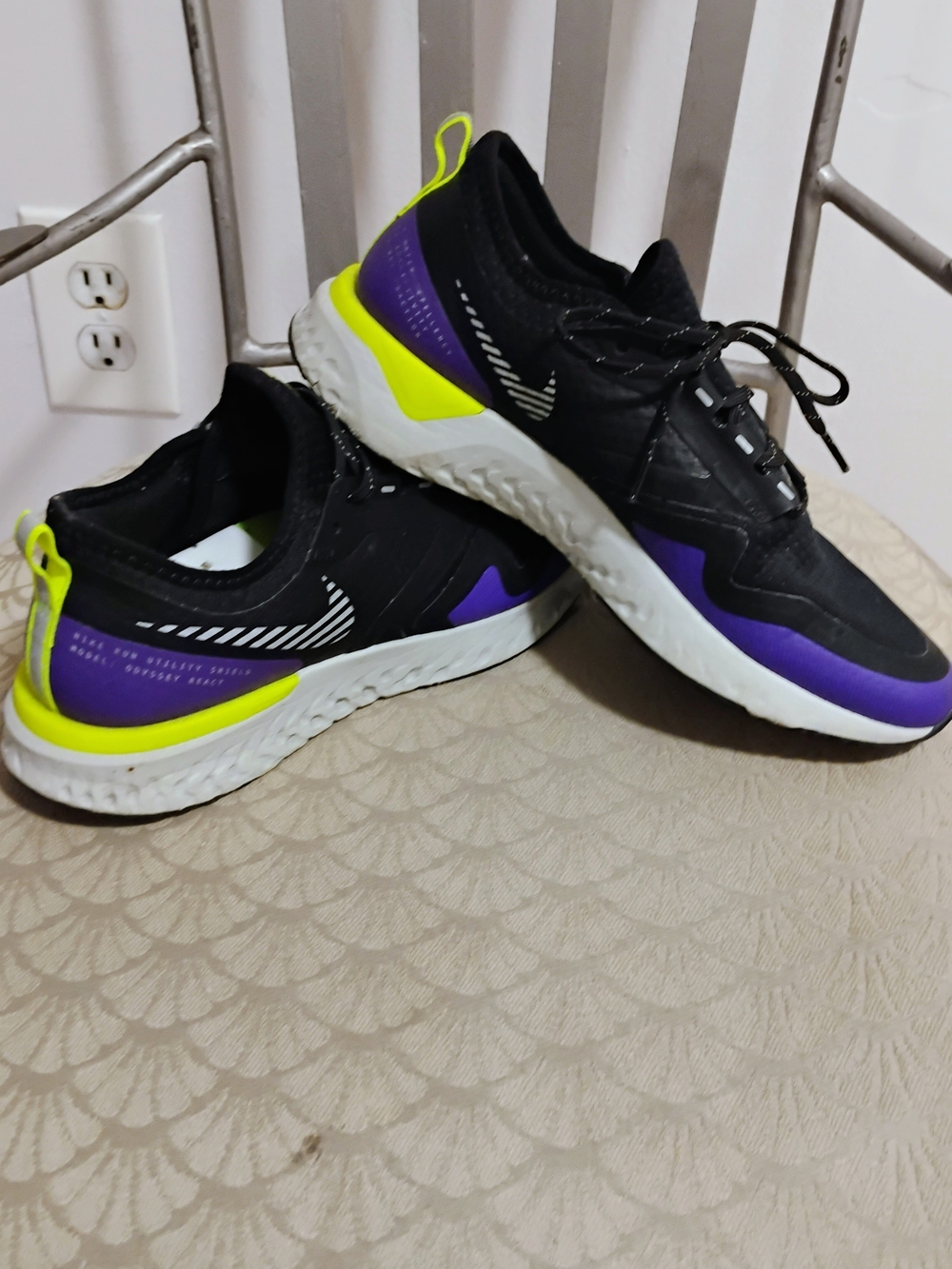 Nike Women's Athletic Sneakers - Black, Purple & Neon Yellow